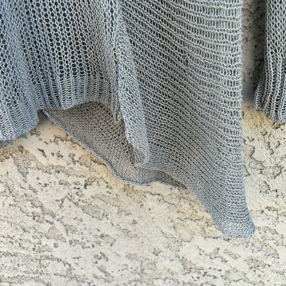 INHABIT Gauzey Grey Silk Long Sleeved Asymmetrical Sweater - Picture 7 of 9